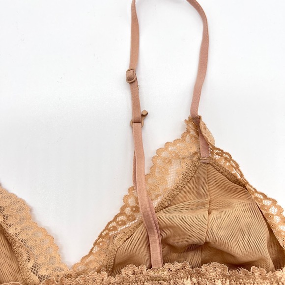 ARITZIA TALULA Renfrew Bralette Bundle Womens Small Tan Brown Lace Triangle - Picture 10 of 15